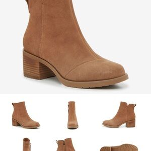 TOMS Brown Heeled Boots with Chunky Heel, size 8.5